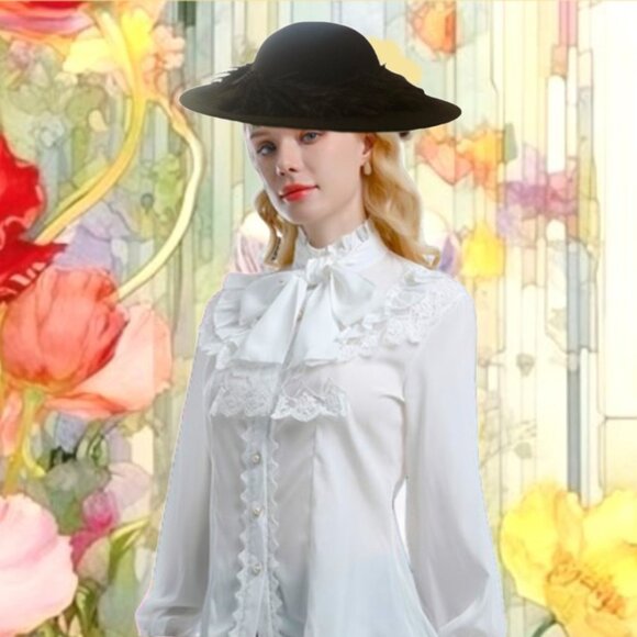 Vintage GEO. W. BOLLMAN Couture Delicate Feather Trim Black Wool Hat main image 5